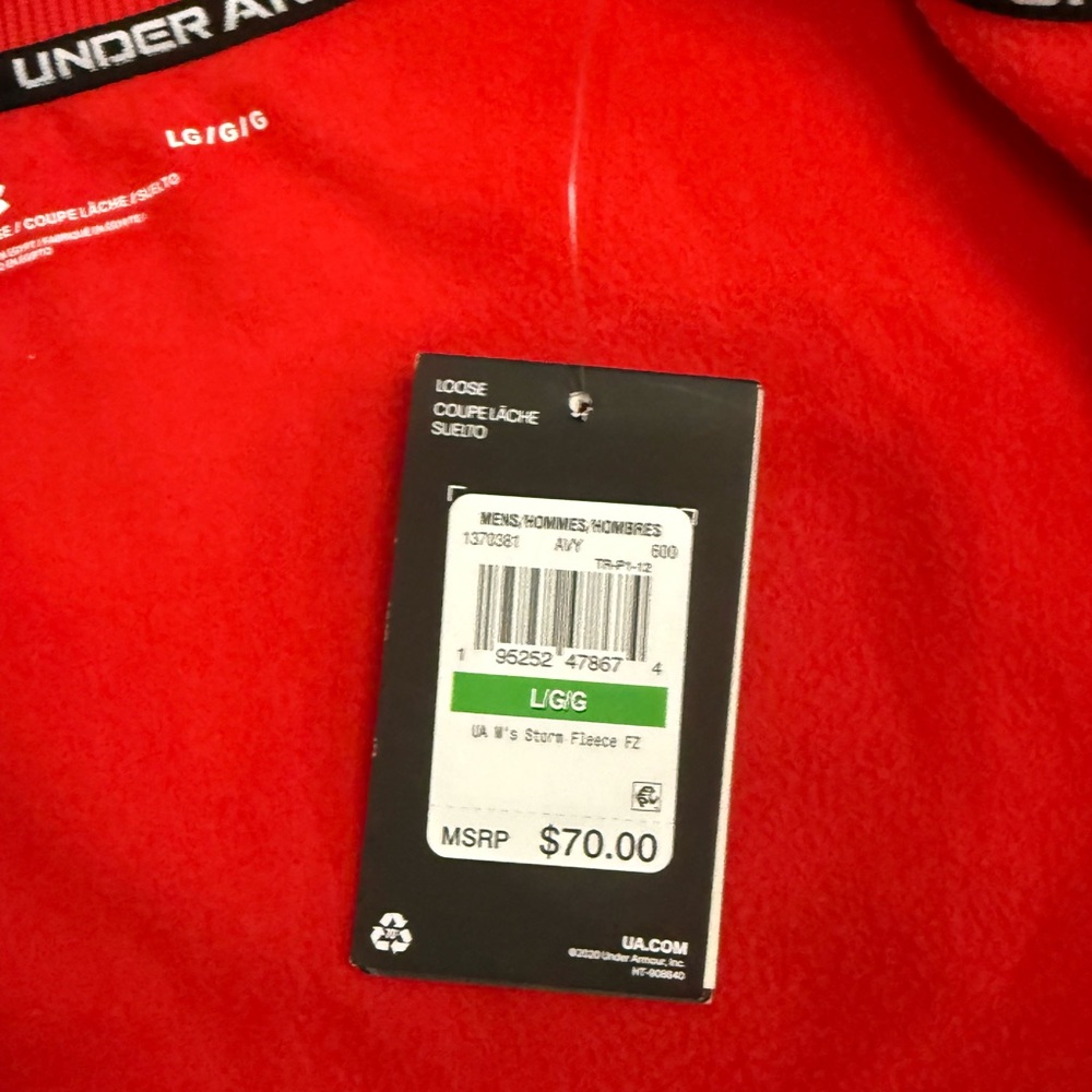 Under Armour Vibrant Red Storm Fleece Jacket Size Large - Picture 5 of 6
